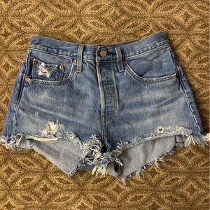 Levi's 501 blue Distressed Jean Shorts
